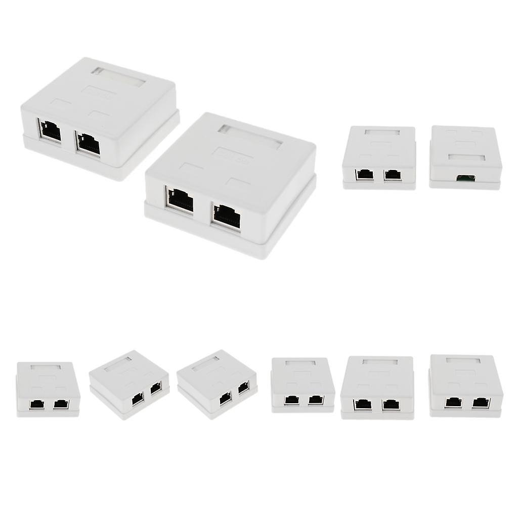 10x Cat5e DOUBLE Port Surface Mount Outlet Box Face Plate+Backbox Combo