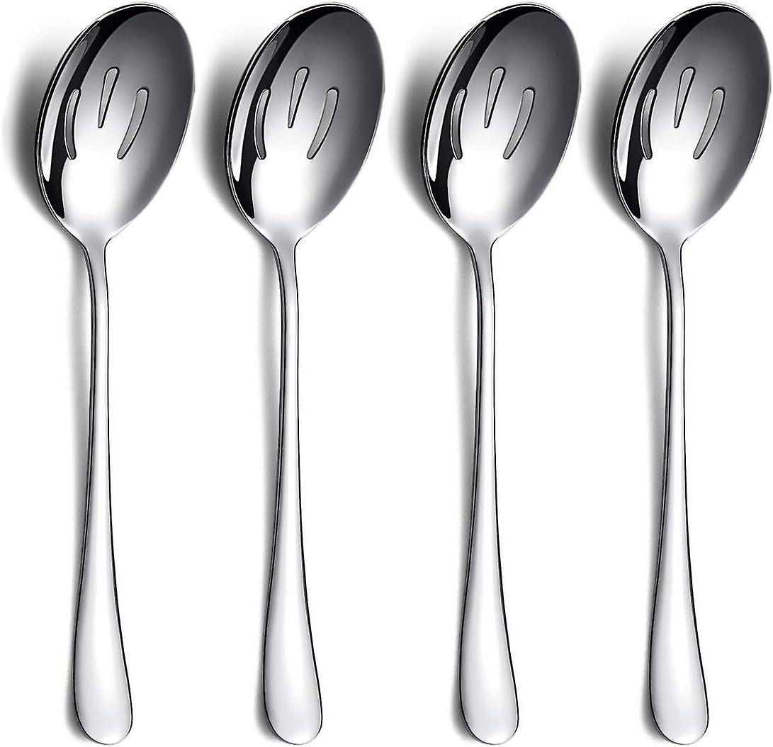 4-Piece Serving Set - Slotted Stainless Steel Spoons, Slotted Serving