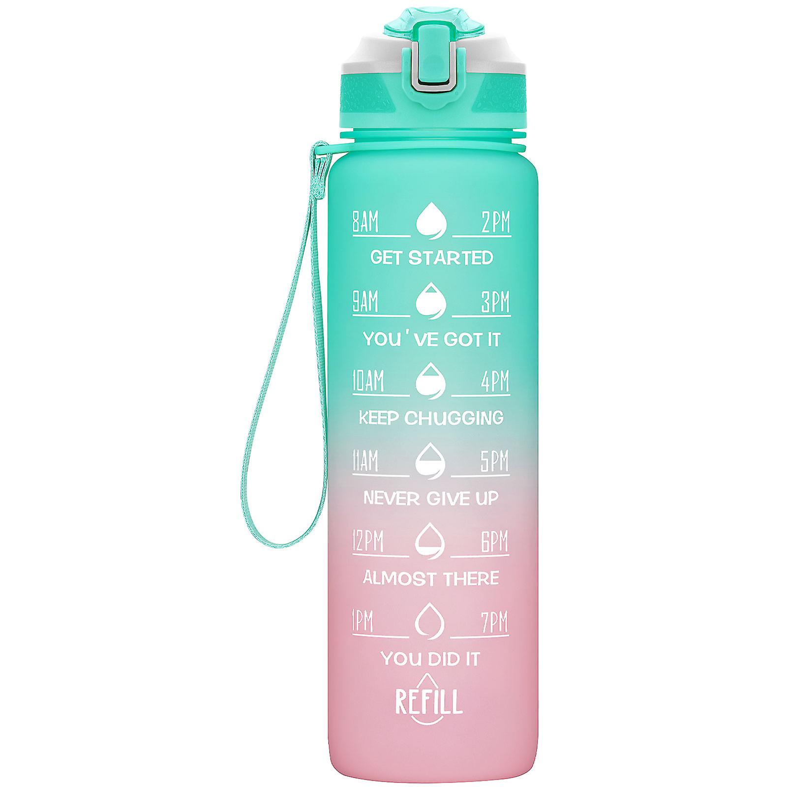 32/24 Oz Bpa-free Water Bottles With Removable Straw & Time Marker