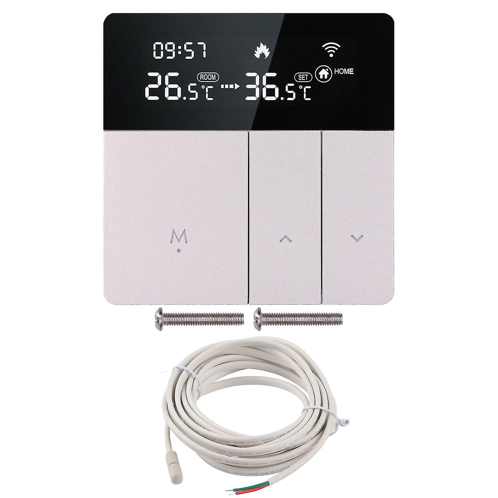 86 Type Concealed Smart Thermostat Silver Electric Heating Wifi App Voice Control Temperature Controller 95240v