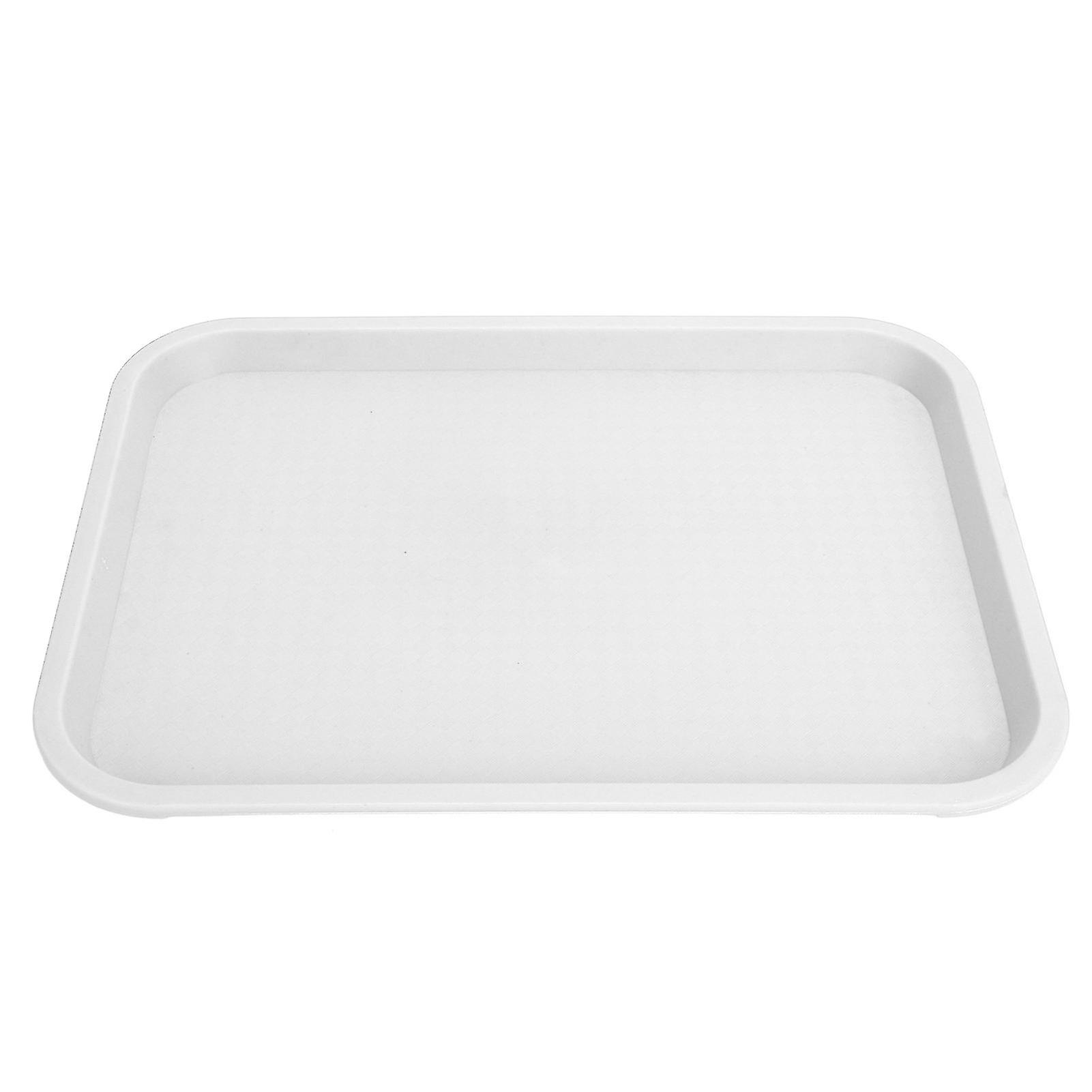 Fast Food Tray PP Rectangular Thick Slip Resistant Multi Purpose Food Service Tray for Restaurant CanteenWhite