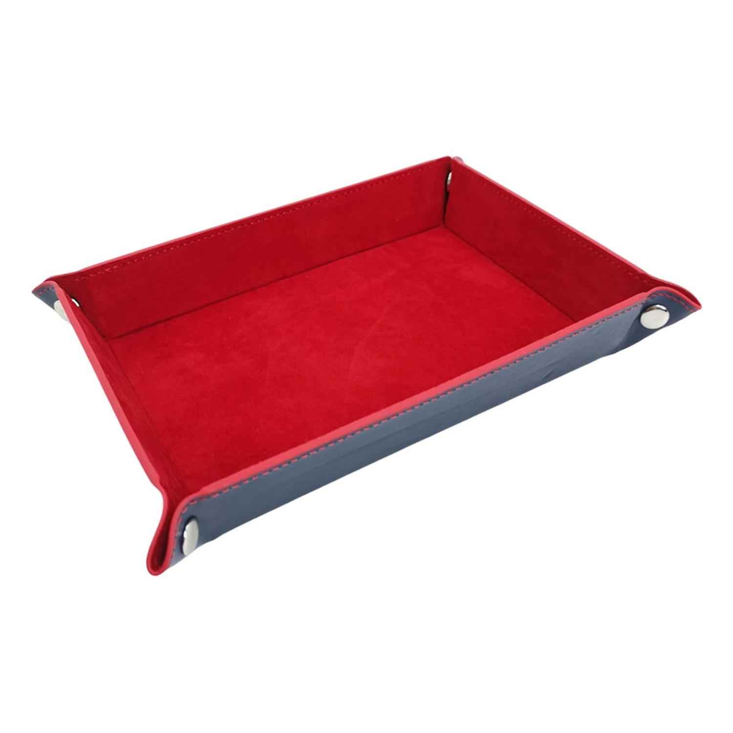 Dices Storage Tray Anti-fading Storing Keys Faux Leather Four Corner Folding Dices Organizer Holder 