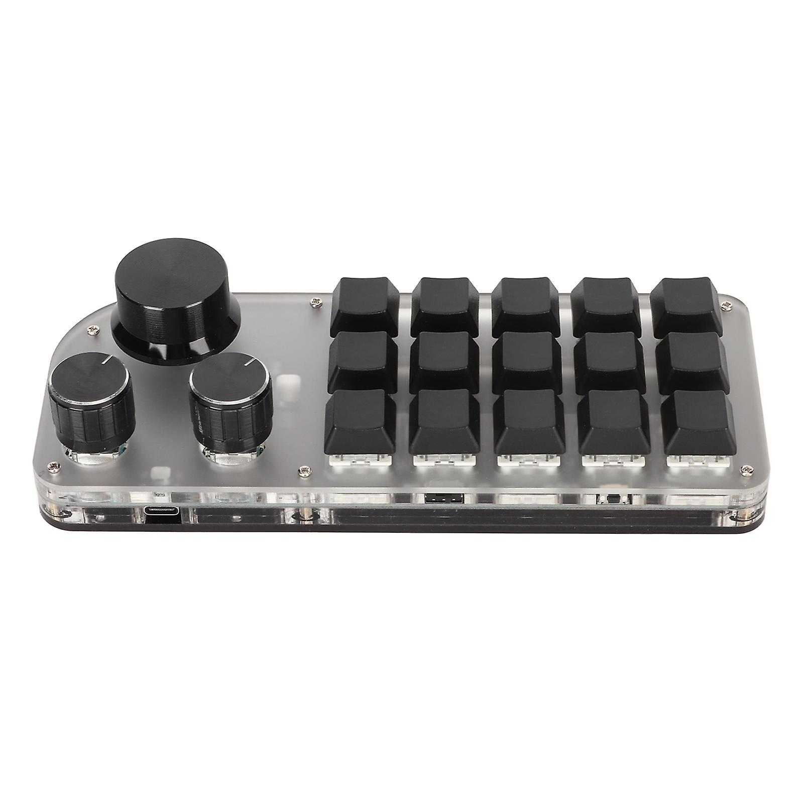 Programmable Keyboard 3 Knobs 15 Keys Portable RGB Bluetooth DIY Mechanical Gaming Keypad for Office Laboratory 