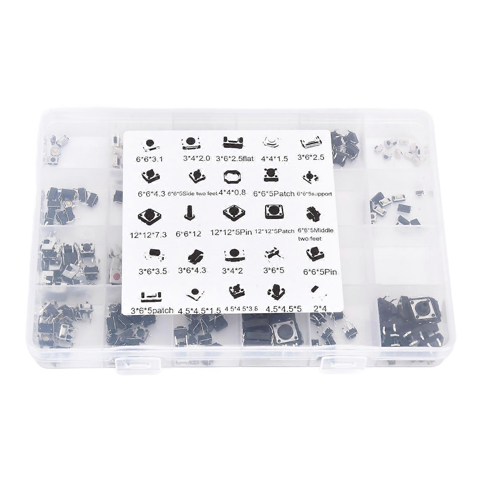 250pcs Tact Push Switch Micro Combination Kit 25 Values Boxed Button Switch for Television Audio Equipment