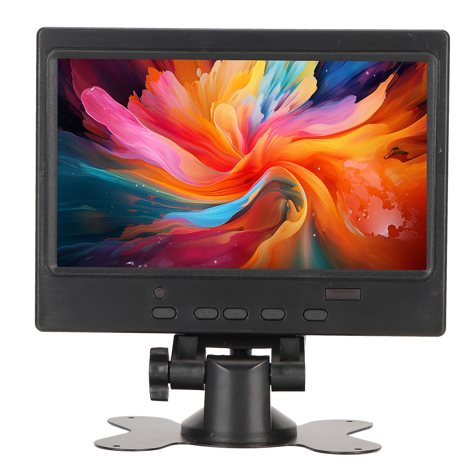 7 Inch Portable Monitor 1024x600 Supports HD Multimedia Interface VGA AV Portable Display with Support for PC 100‑240V Butterfly Bracket UK Plug