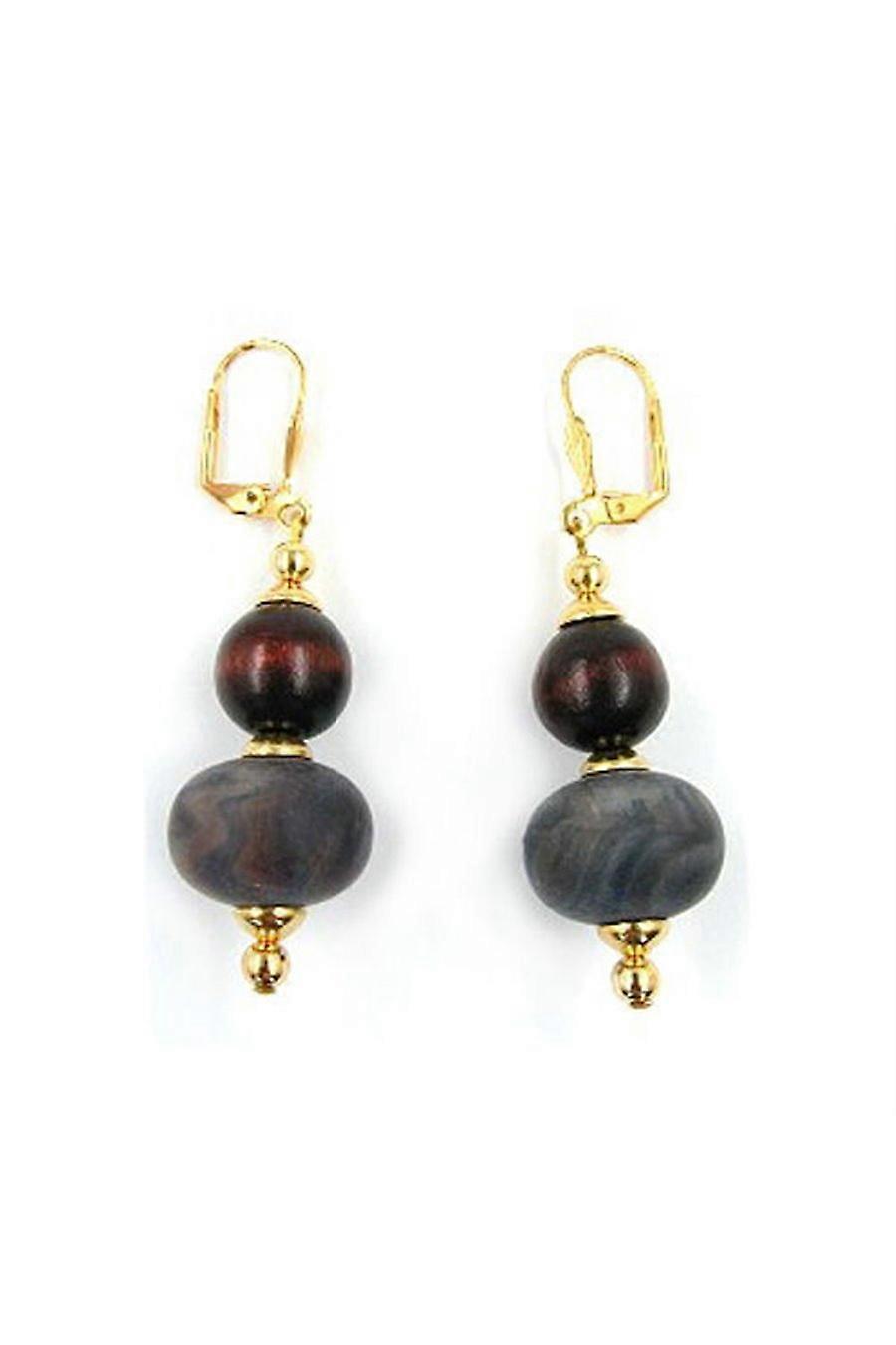 Leverback Earrings Dark Brown Grey - Gl03509