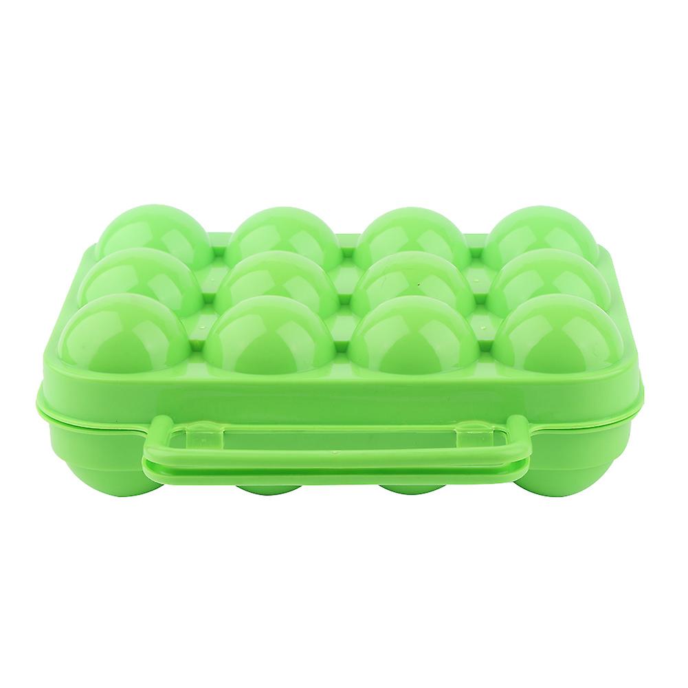 Double Side Plastic Egg Tray Storage Box Case Holder Container  with Handle for 12 Eggs(green)