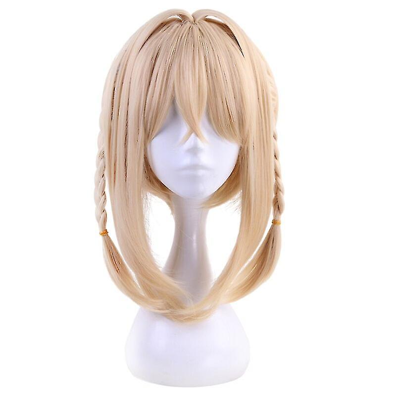 Violet Evergarden Ponytail Braid Buns Cabelo Resistente ao Calor