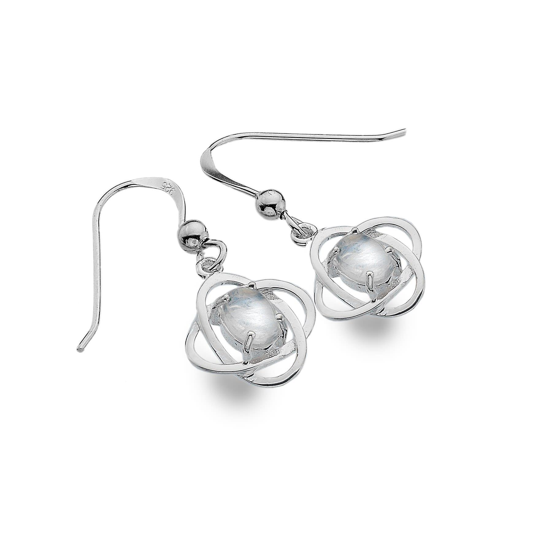 Sterling Silver Earrings - Celtic Knots + Moonstone Simple