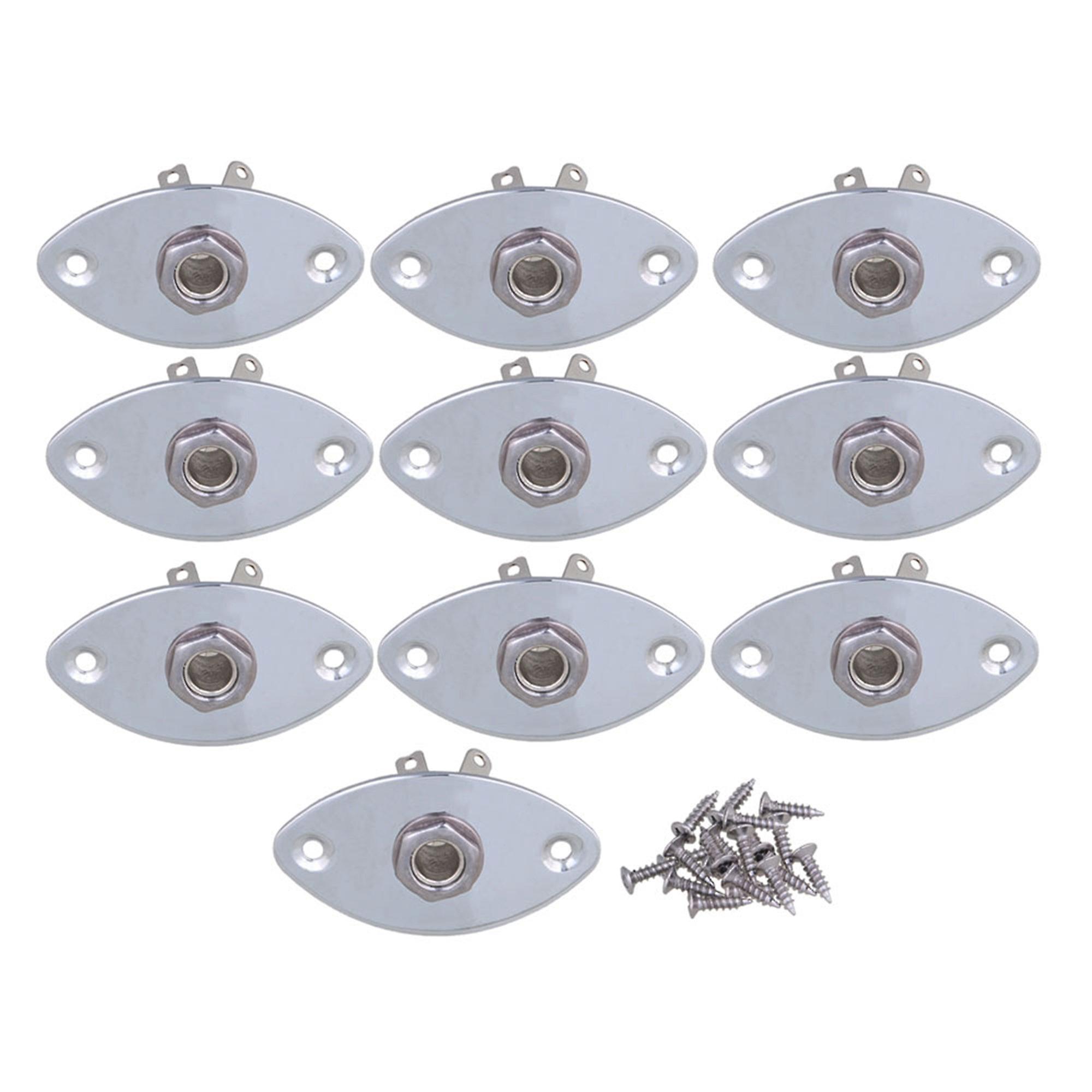 Chrome Convex Electric Guitar Output Plate W/Jack Socket Replacements Set of 10