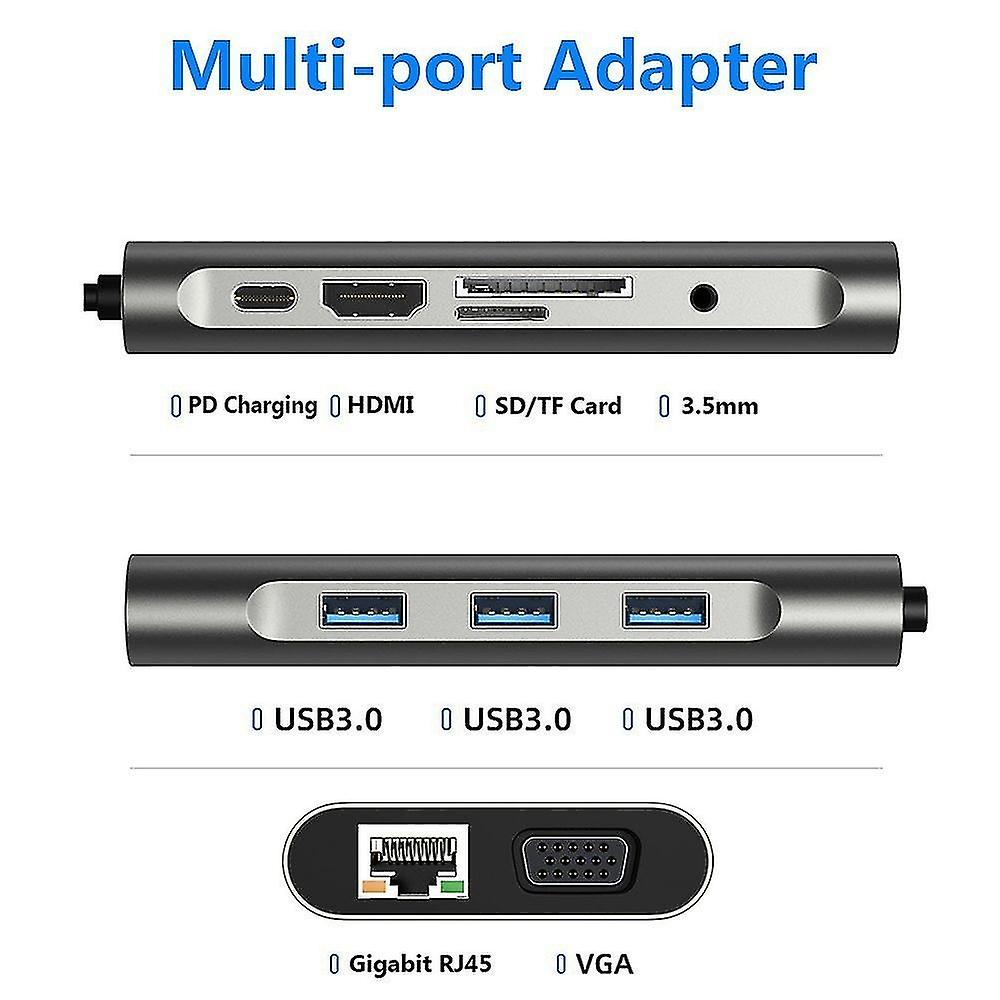 Ten-in-one expansion dock Typec adapter VGA/HDMI for mobile phone laptop