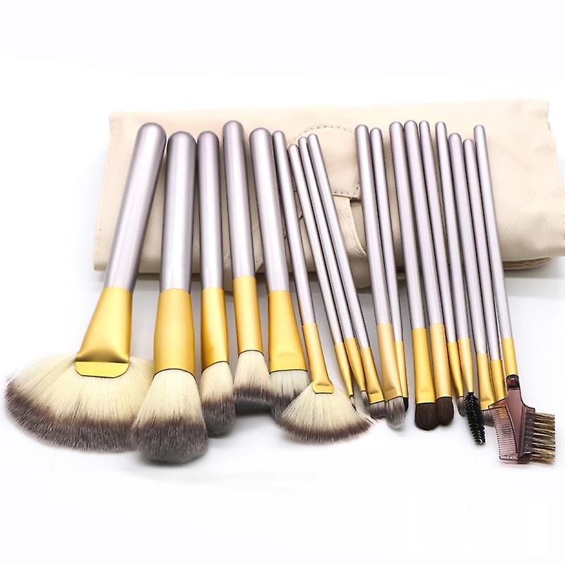 18 in 1 High-grade Beige Beauty Makeup Brushes Tools Kit