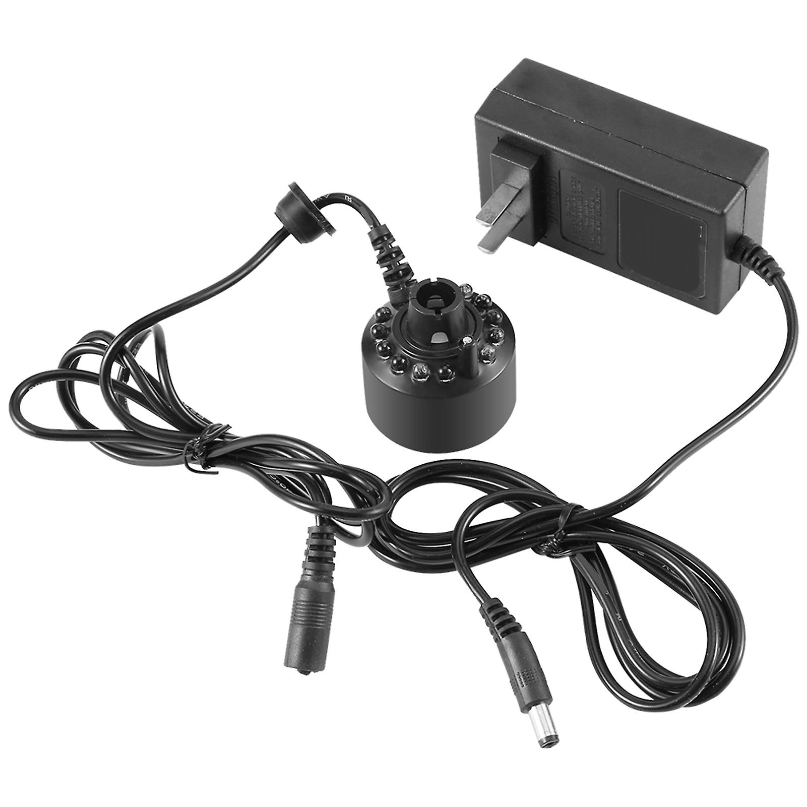 1Pc 12LED Colorful Mist Maker for Water Fountain Pond with Power Adapter 110-240V US Plug