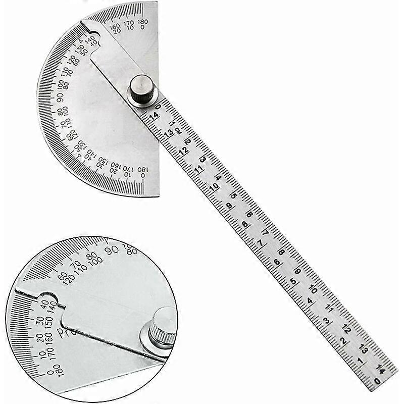 0-180 Degree Round Head Protractor, Multifunctional Stainless Steel Angle Protractor, Round Head Engineer Protractor Protractor for Painting Drawing