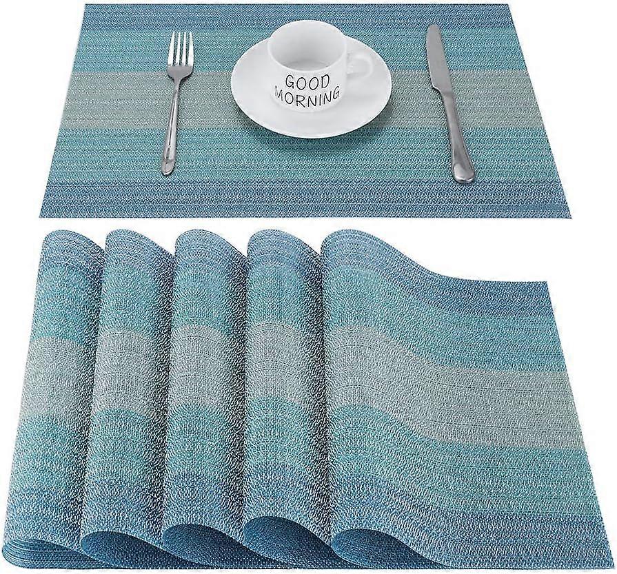 Lot de 6 (Bleu) Set de Table PVC Antidrapant Lavable Rsiste, 45 x 3