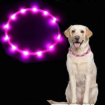 Light Up Dog Collar, USB Rechargeable Dog Collar, LED Adjustable Length Safety Dog Collar with 3 Flash Modes for Small Medium Large Dogs Cats (Pink)