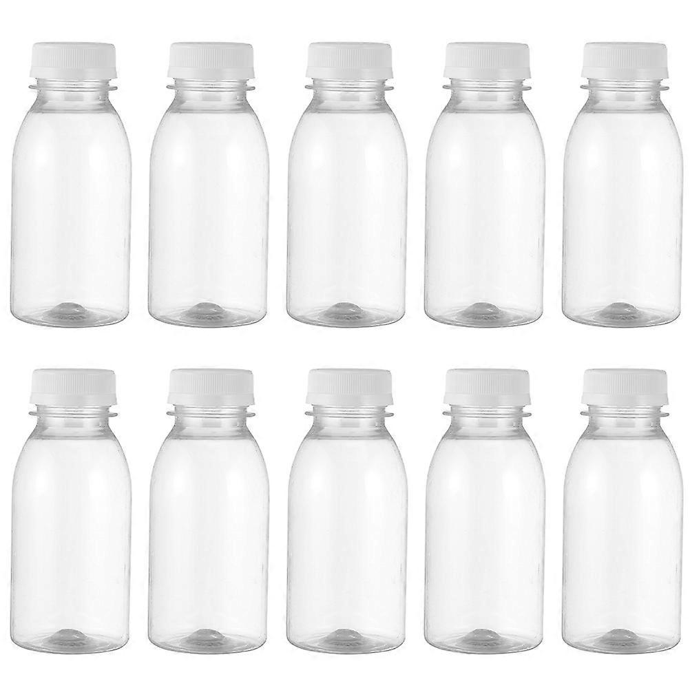 10Pcs 200ML Transparent Plastic Milk Storage Bottles Beverage Drinking Bottles