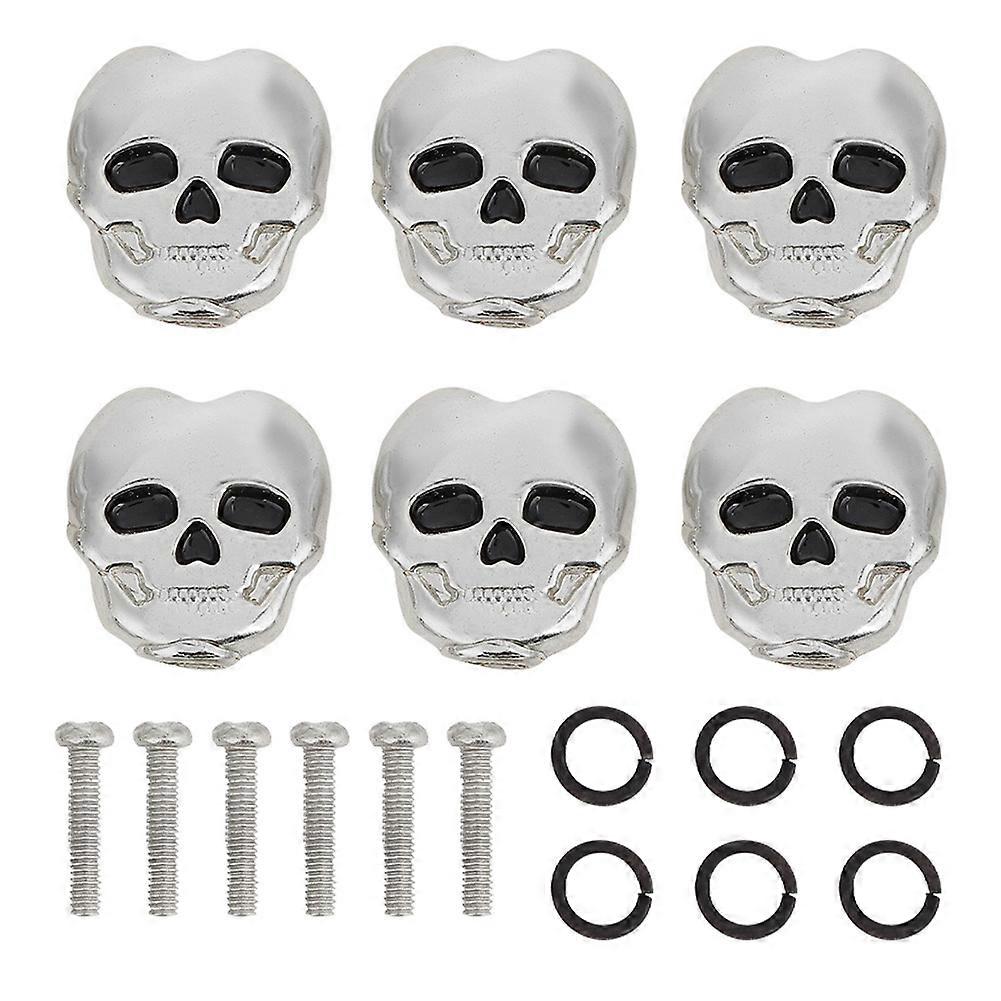 6pcs Tuning Peg Tuning Key Button Cap Heads for Folk Electric Guitar (Silver)