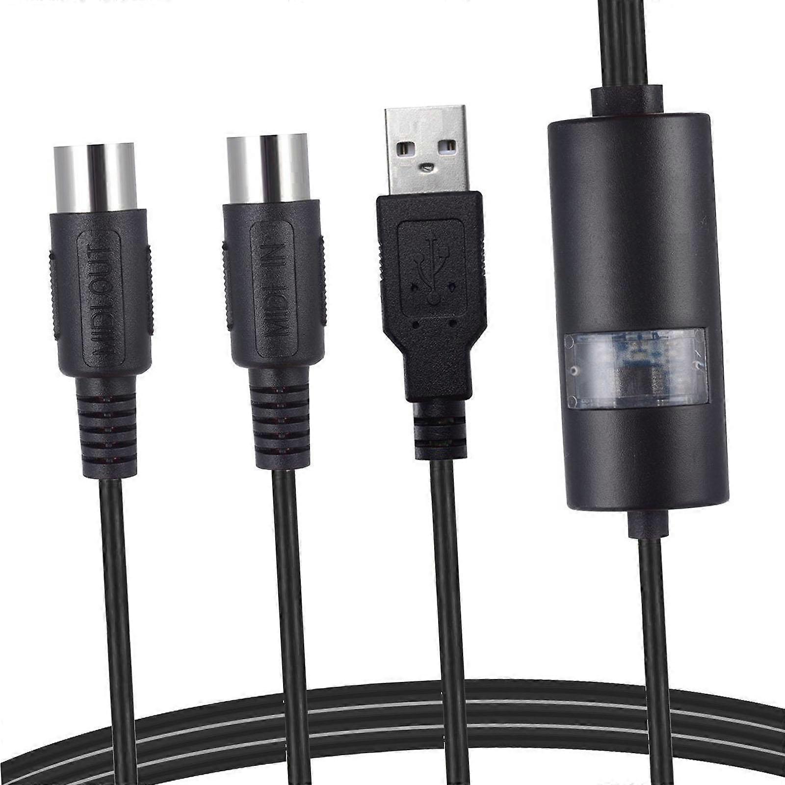 USB MIDI Cable Guitar Multi Effects External Sound Card Wire MIDI Cord Cable