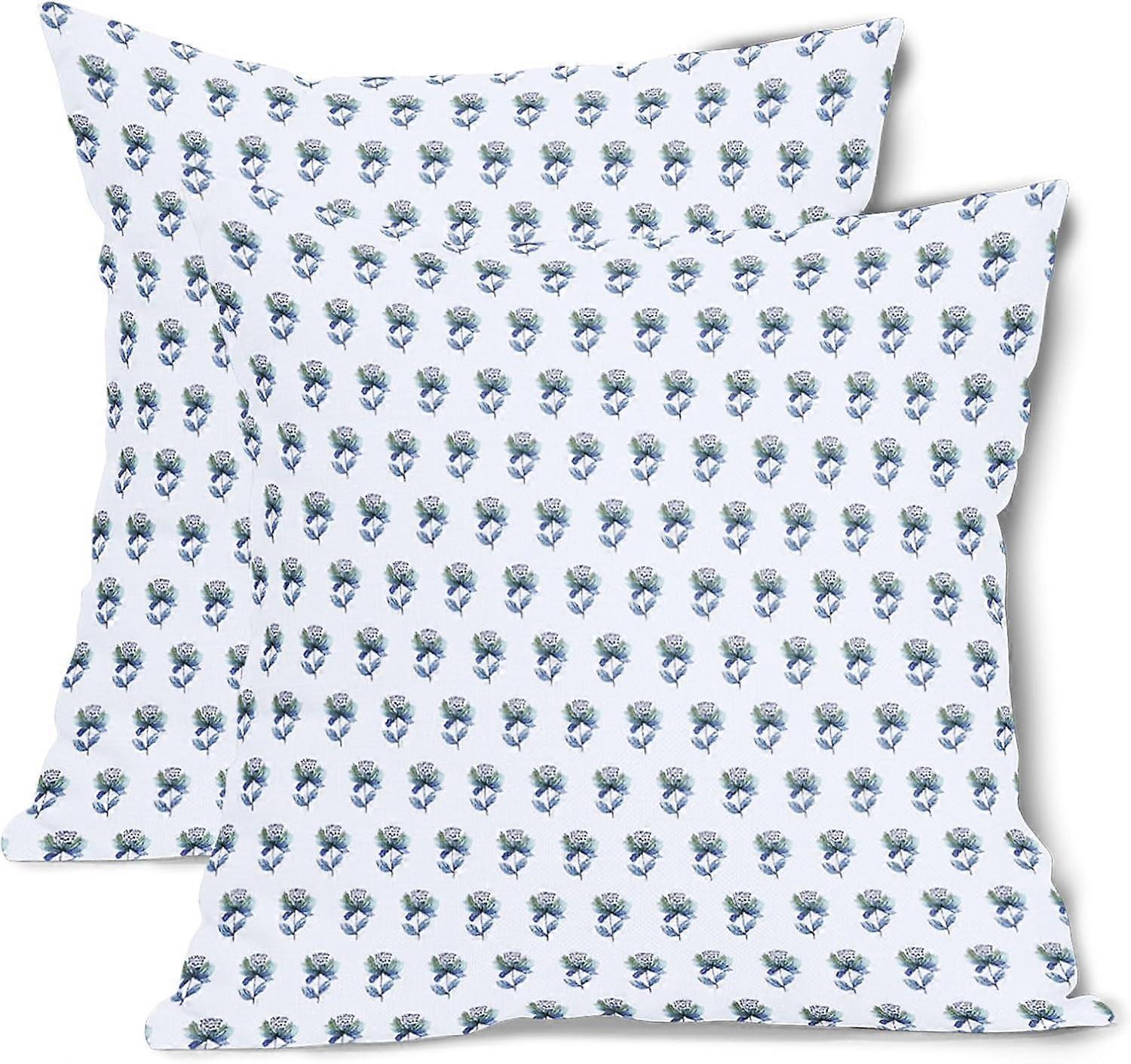 blå pudebetræk 16x16 tommer sæt med 2 marineblå blomster udendørs kaste pudebetræk forår sommer bondegård blomst pudebetræk bomuld linned firkantet cus