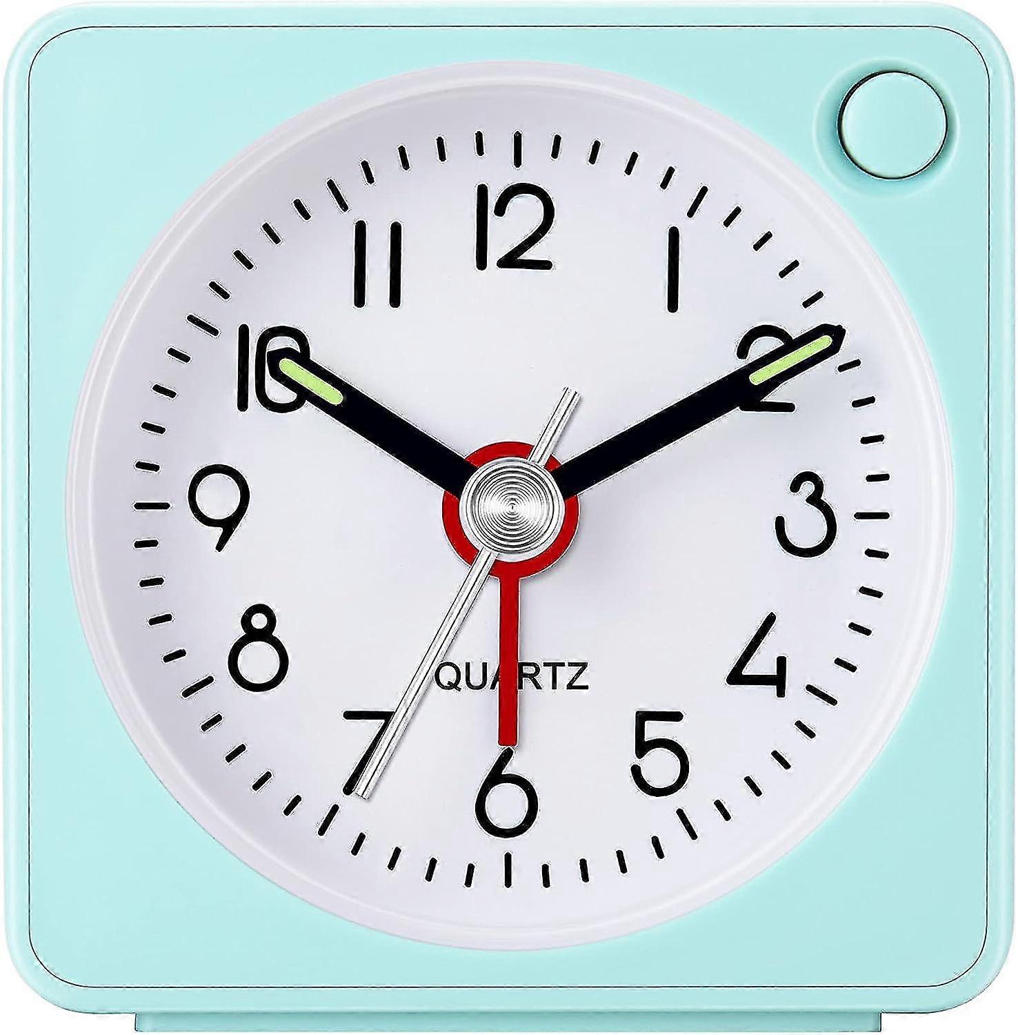 Analog Travel Alarm Clock, Ultra Small Clock with Snooze and Light Function, Super Quiet (Blue)