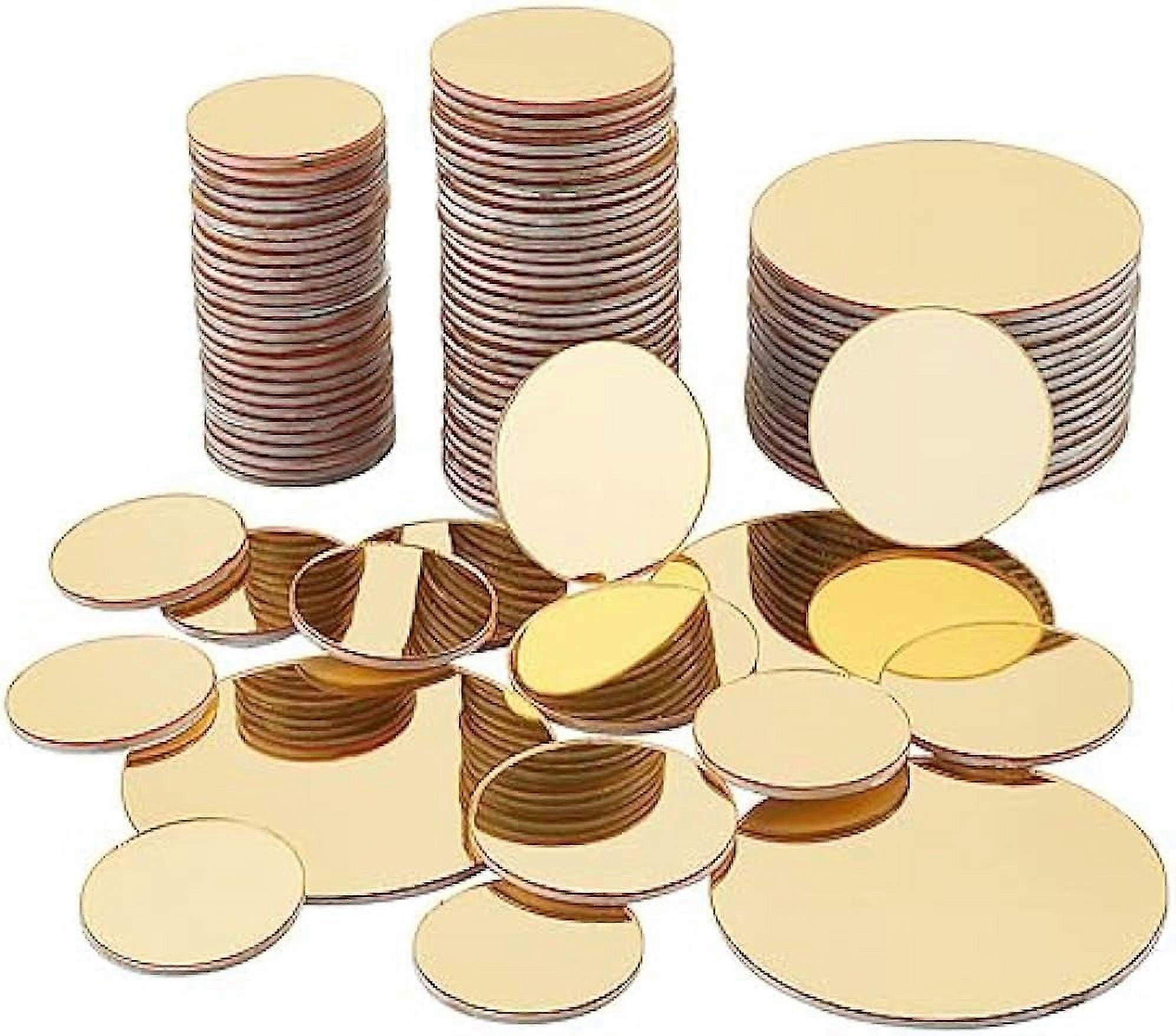 120pcs Golden Round Mirrors for Crafts 3 Sizes Self Adhesive Mirror Tiles 1~1.9 Inch Acrylic Craft Mirror Circles Small Mirror Circles for Crafts Arts