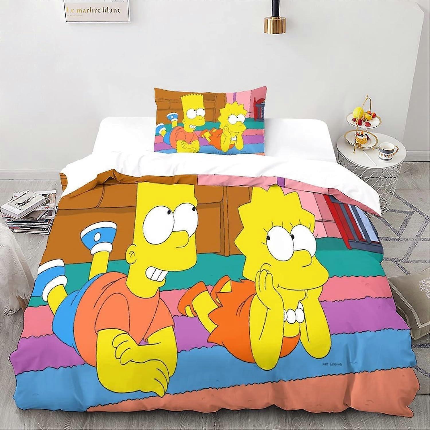 The_Simpsons dynebetræk sæt animationsfigurer D animation sengetøj sæt mikrofiber enkelt sengetøj sæt 135*200 CM