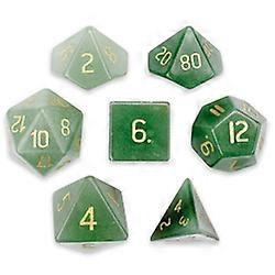 Set of 7 Handmade Stone Polyhedral Dice, Aventurine