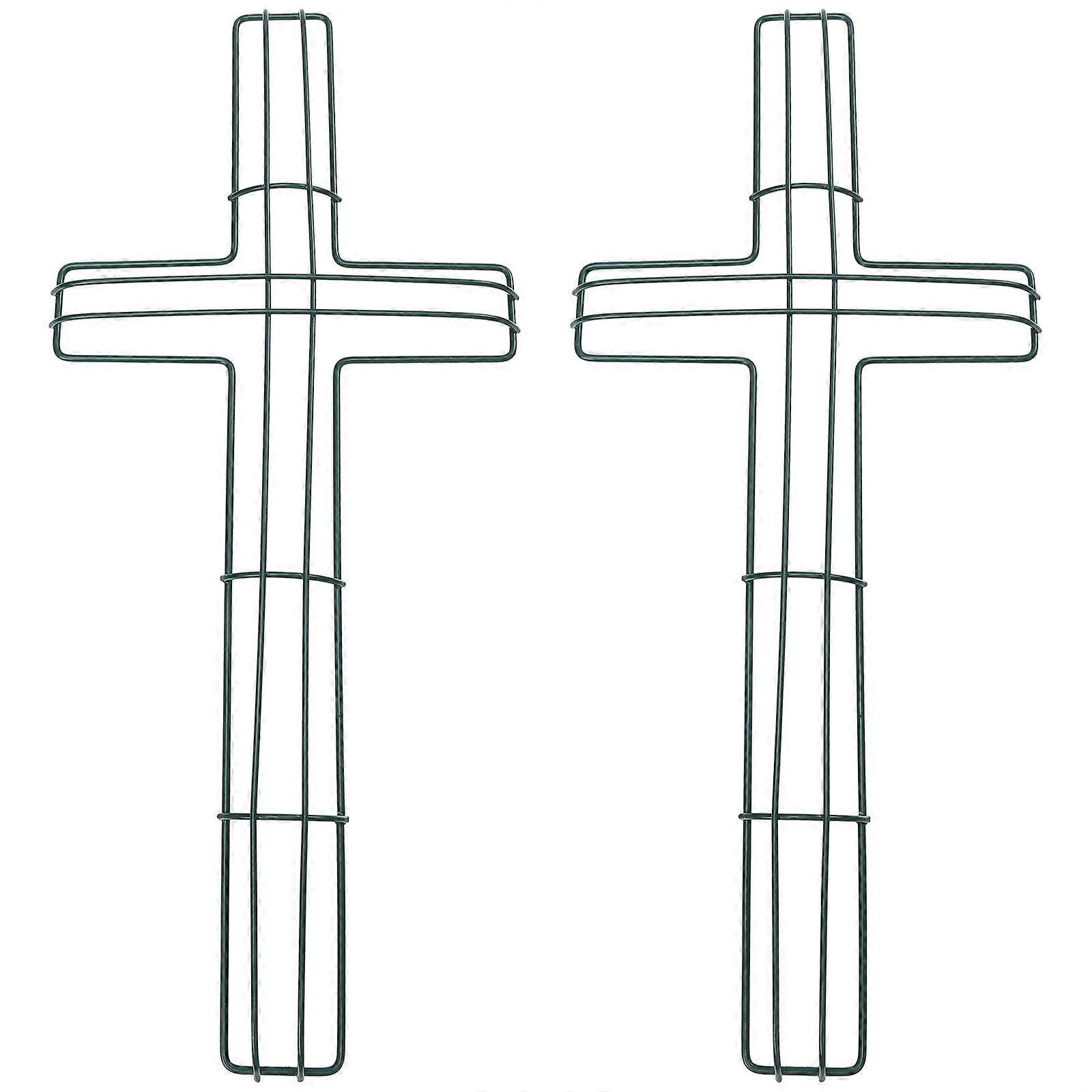 2Pcs Easter Iron Wreath Frames Cross Shaped Garland Frame Wreath Making Supplies