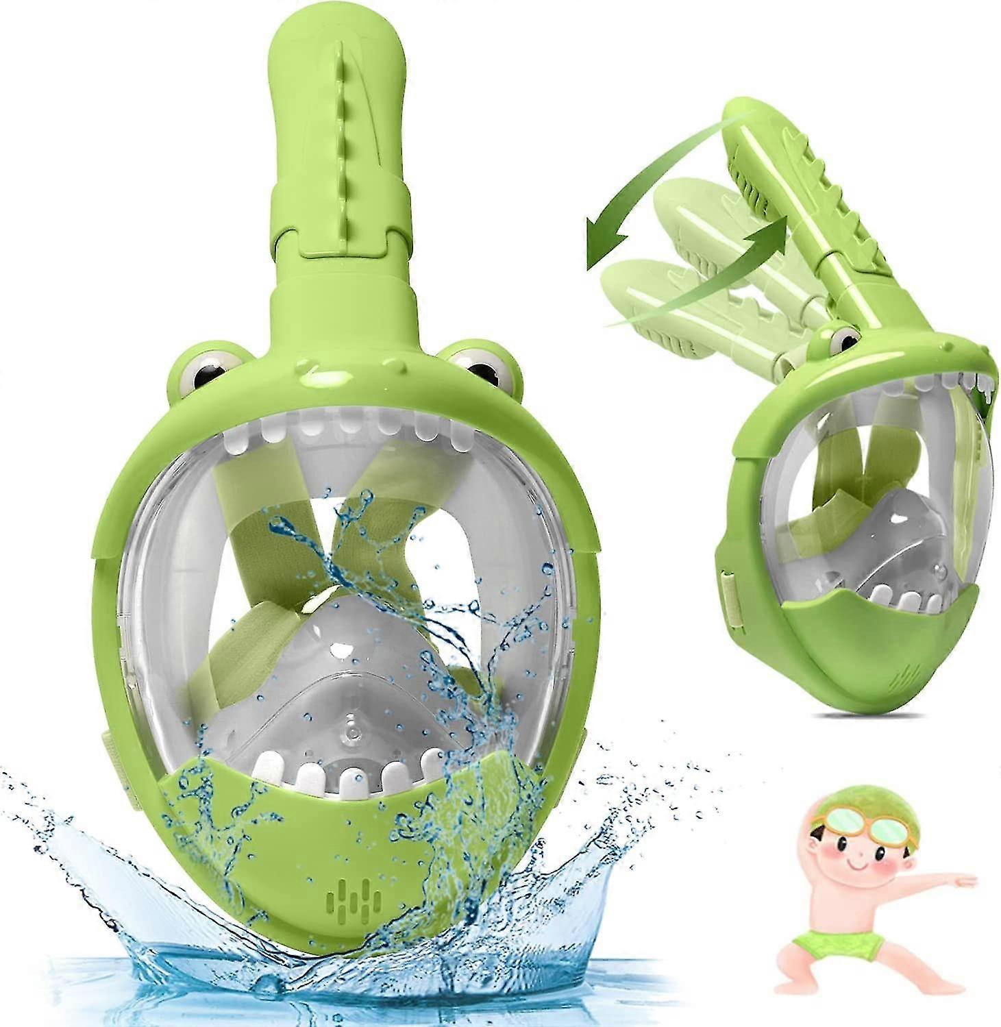 Snorkel Mask For Kids, Full Face Snorkelling Mask, Diving Masks With Detachable Camera Holder, 180 Panoramic, Anti-fog And Anti-leak