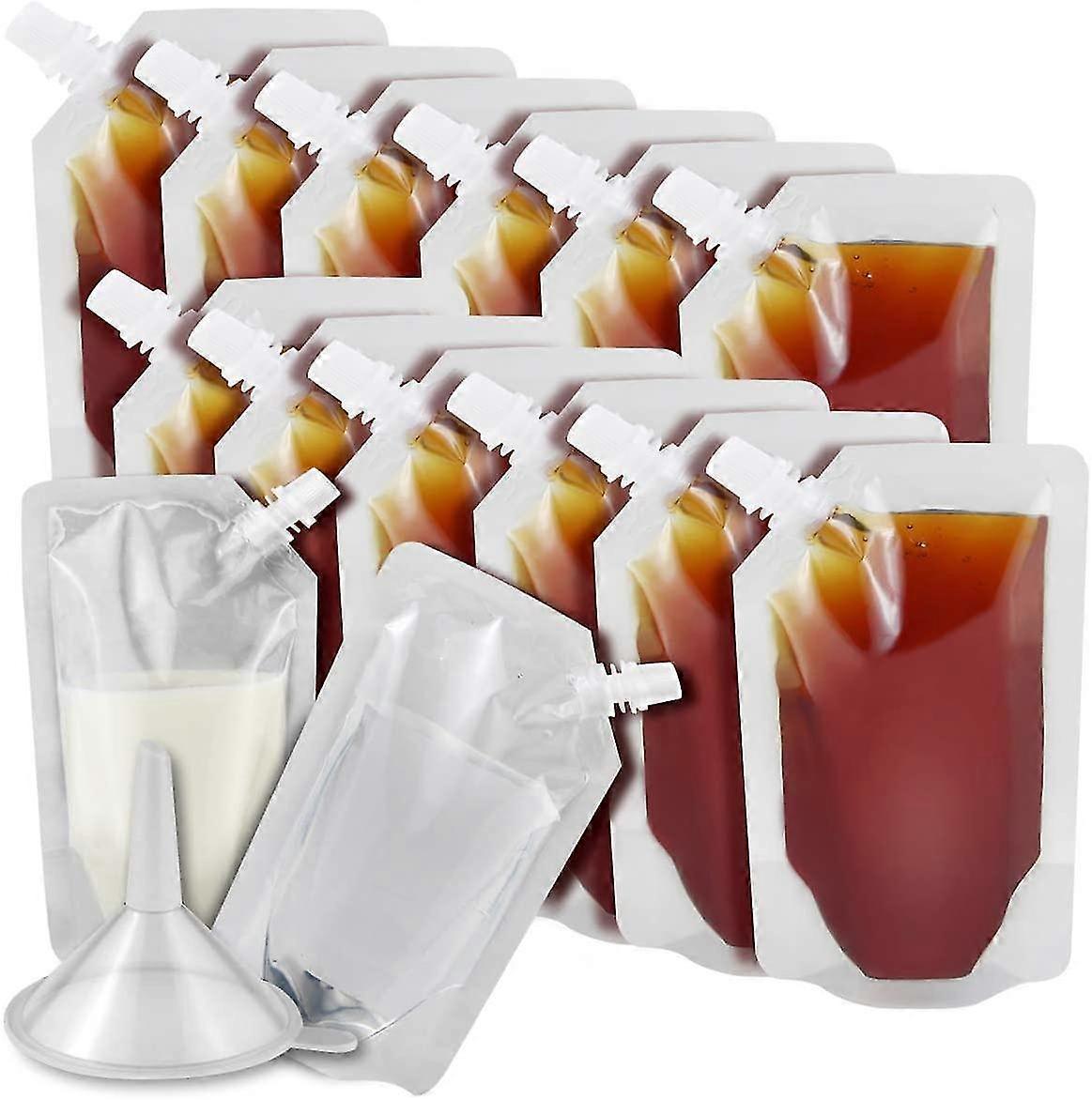 15 Pcs Plastic Reusable And Concealable Drinking Liquid Liquor Flask Bags Bulk