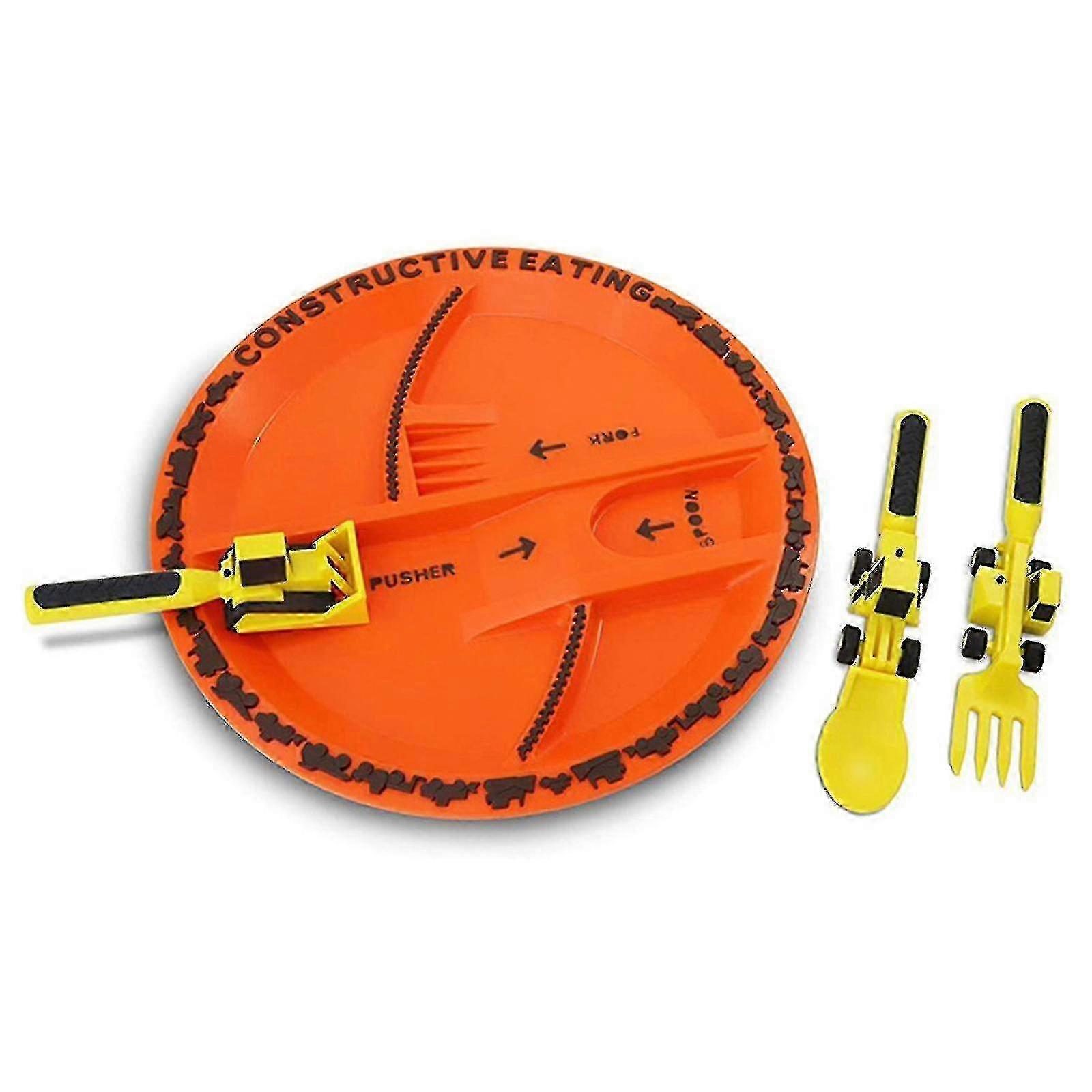krycブルドーザーショベルショベル幼児プレート食器ダイニングセットベビーディッシュ耐久性3pcs子供用カトラリー3セット