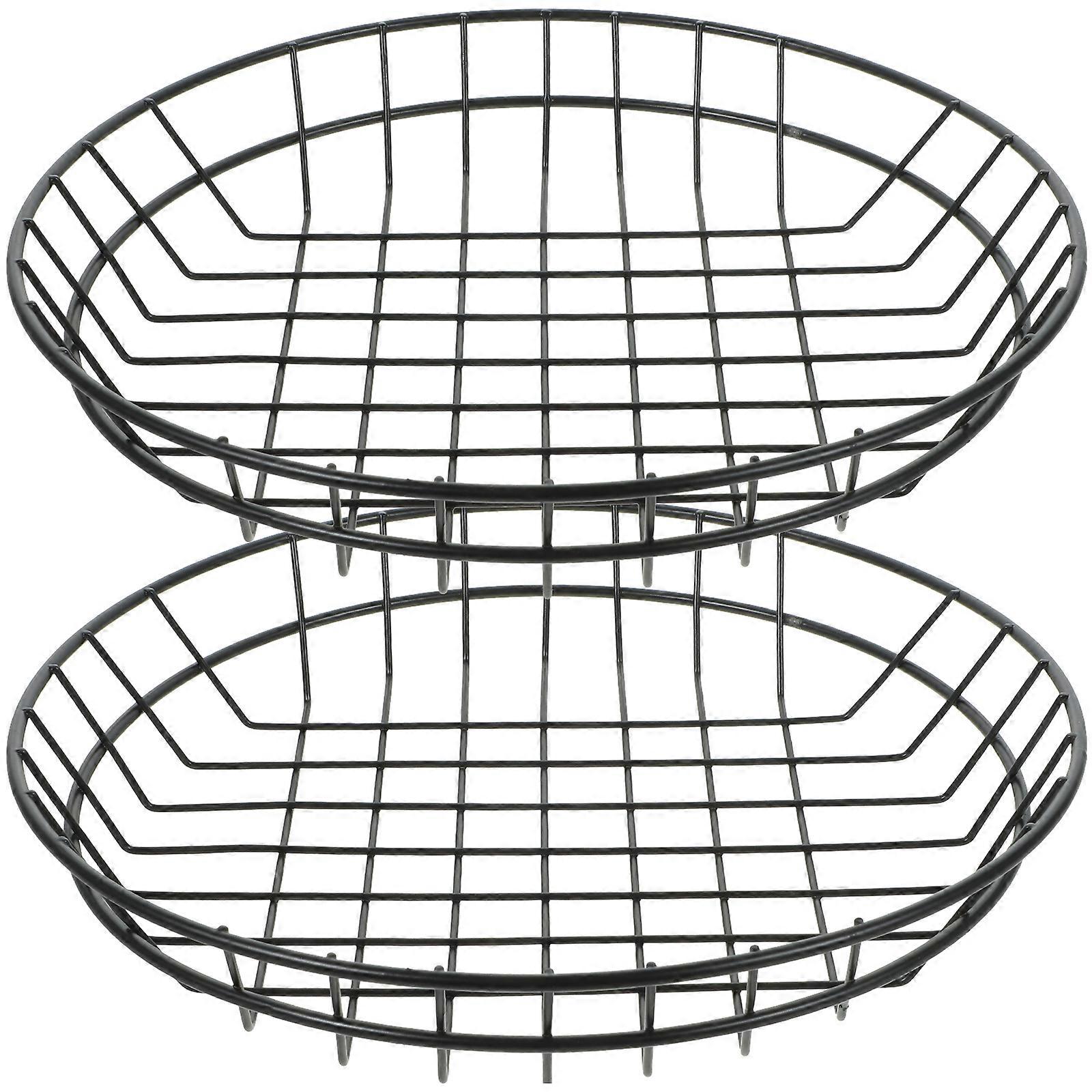 2Pcs Simple Iron Storage Basket Fruit Dessert Snacks Basket Kitchen Food Container
