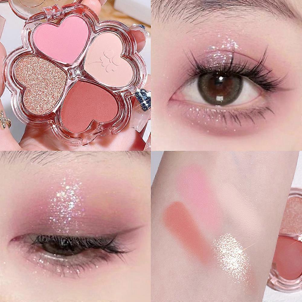 Clover Eyeshadow Palette Highlight Four-color Dreamy Eye Makeup Fine Pearlescent Eye Shadow Eye Shadow All In One Palette Blush
