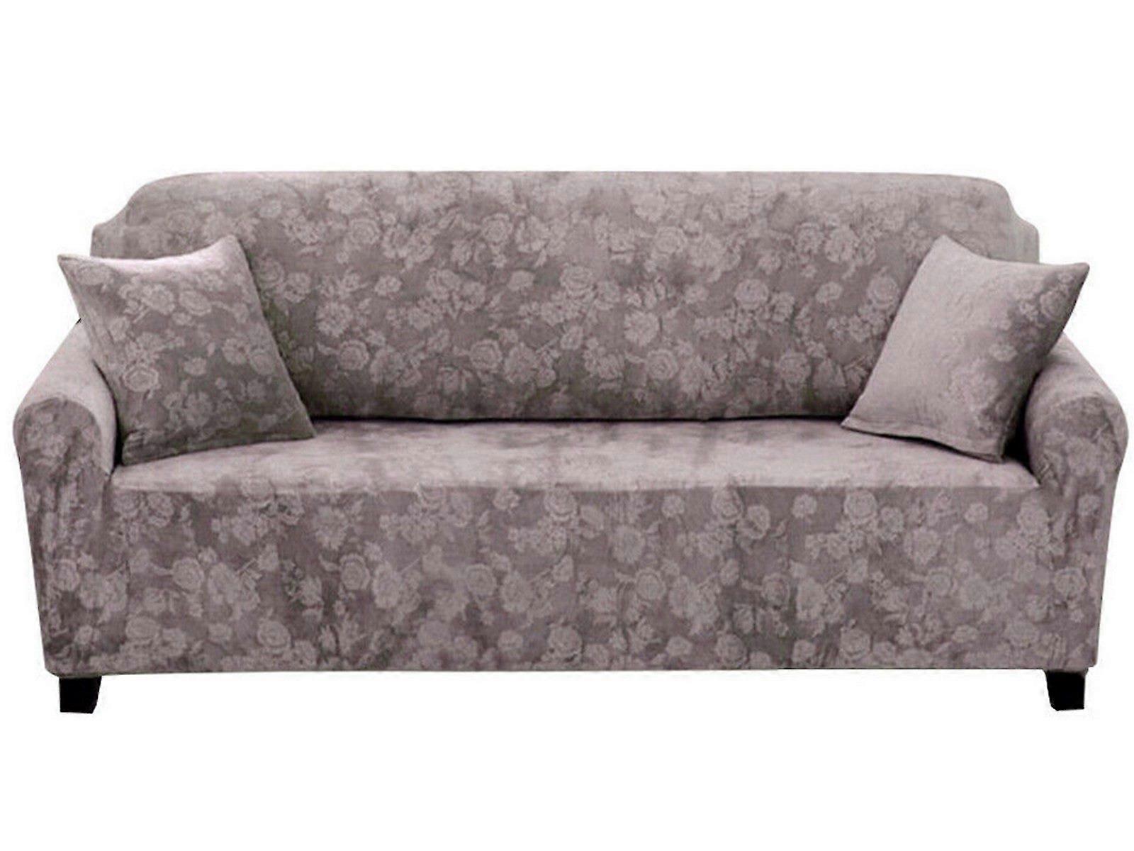 Embossed Sofa Cover Stretch Cover for 2 Seats Grey