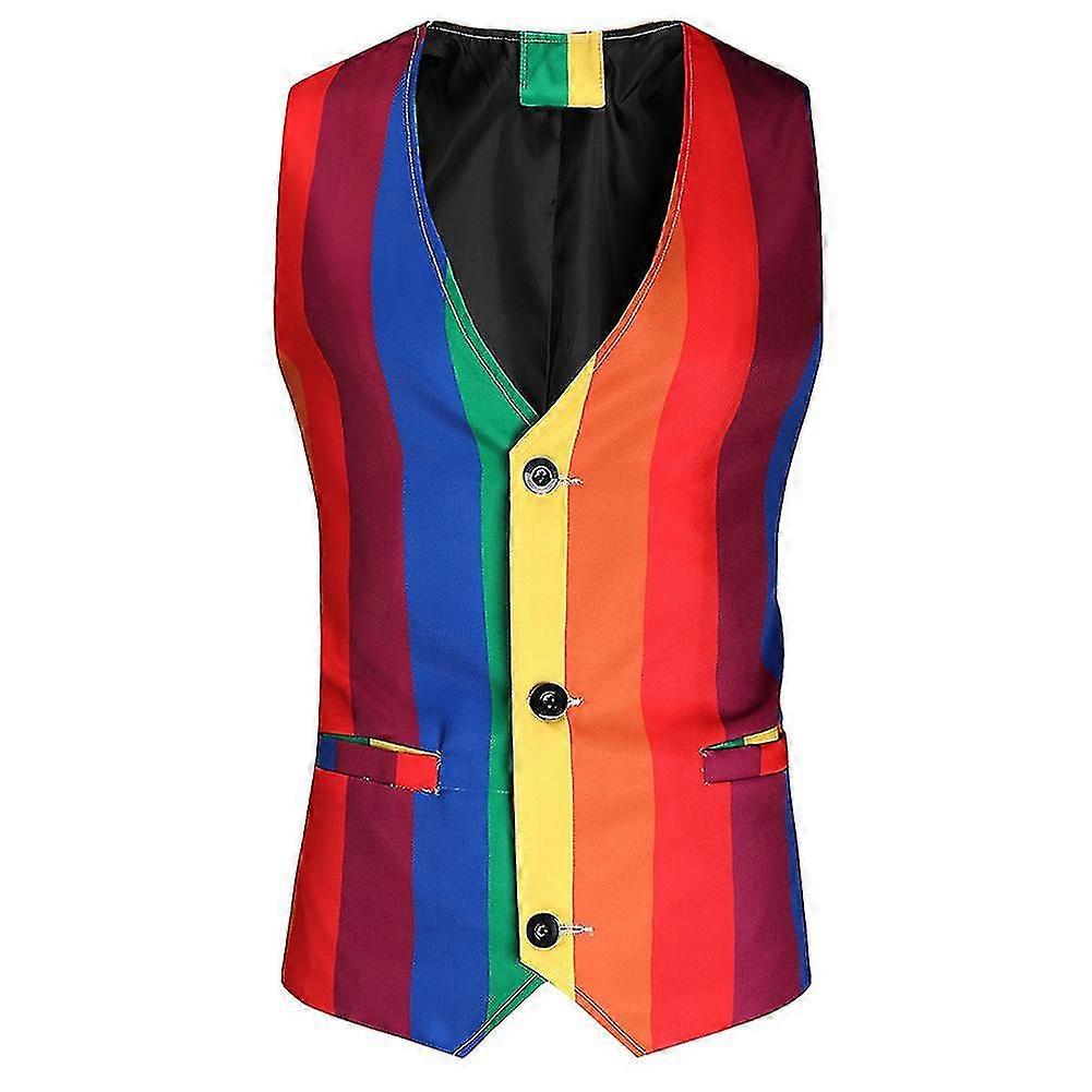Chaleco delgado casual de rayas arco iris para hombres