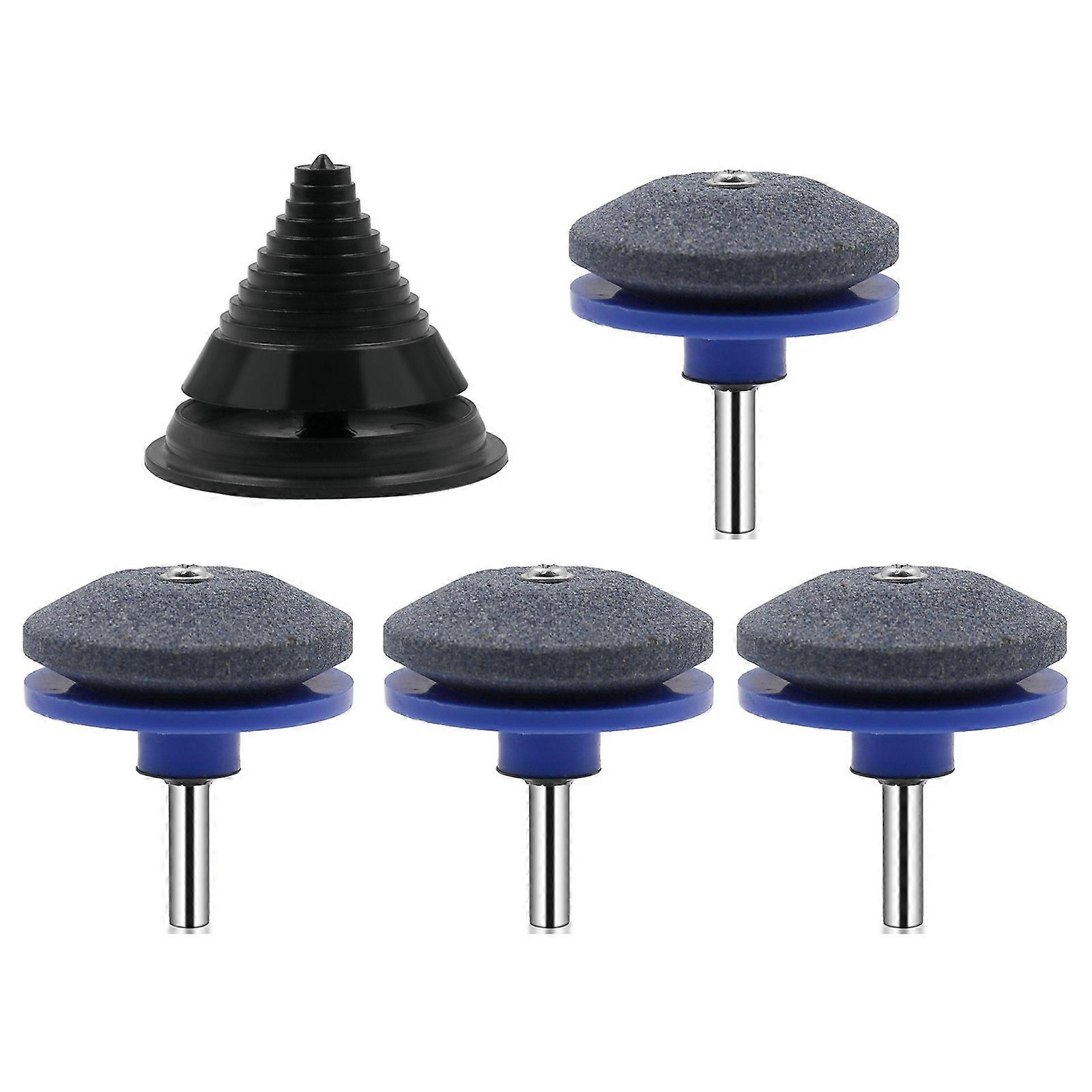4pc Lawn Mower Sharpener+1pc Blade Balancer Garden Grinding Tool For Lawn Mower