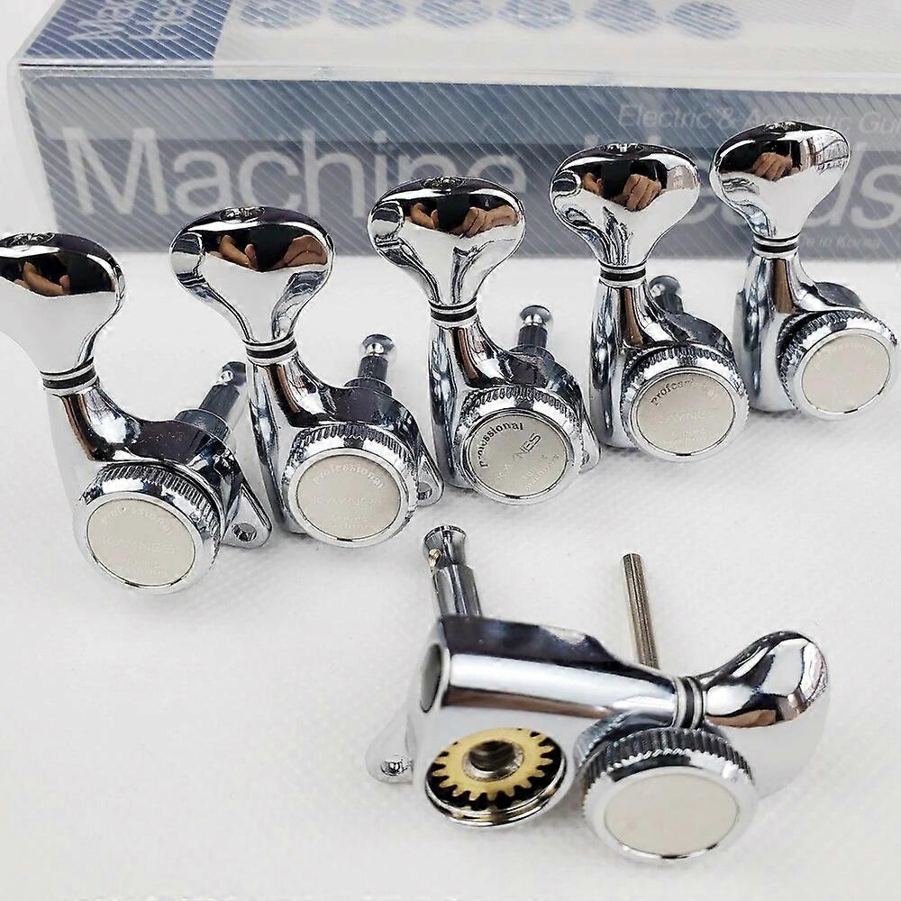 1 Set Guitar Locking Tuners Electric Guitar Machine Heads Tuners Lock String Tuning Pegs Chrome Silver DJ334C