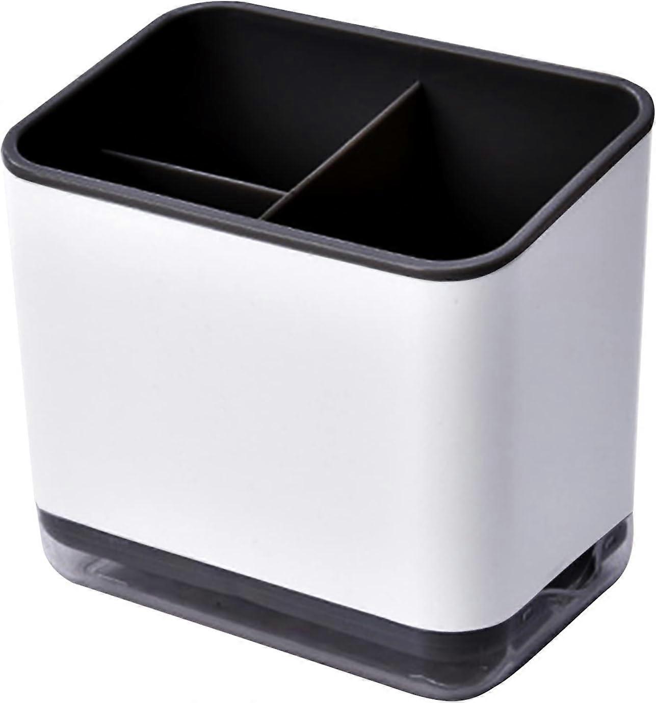 Utensil Holder, Covered Drainer, Multifunctional Cutlery Organizer with 3 Compartments for Draining Cutlery (Black),2024 Ping