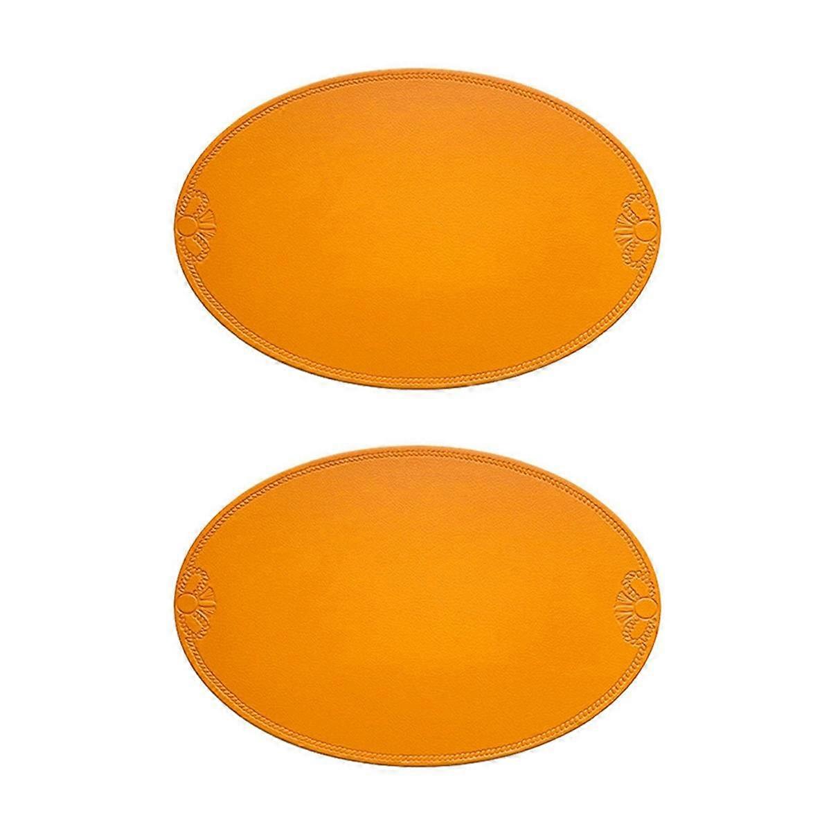 Retro Pu Placemat European French Style Oval Insulation Mat Ins Waterproof and Oil-Proof Western Di