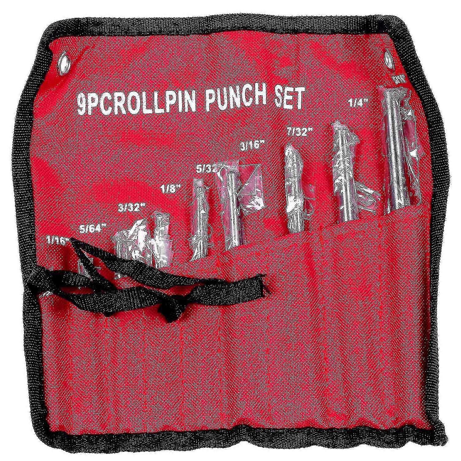 9pcs Roll Pin Punch Set And 4pcs Hollow End Starter Punch Tool