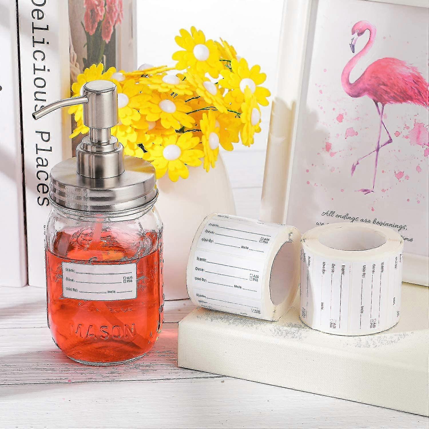 2 ρολά 1000 κομμάτια διαλυτές ετικέτες τροφίμων Ετικέτες κονσερβοποίησης τροφίμων Αφαιρούμενα αυτοκόλλητα τροφίμων για το σπίτι ή εστιατόριο Κονσερβοποίηση Τροφίμων Δοχείο Τροφίμων Rotati