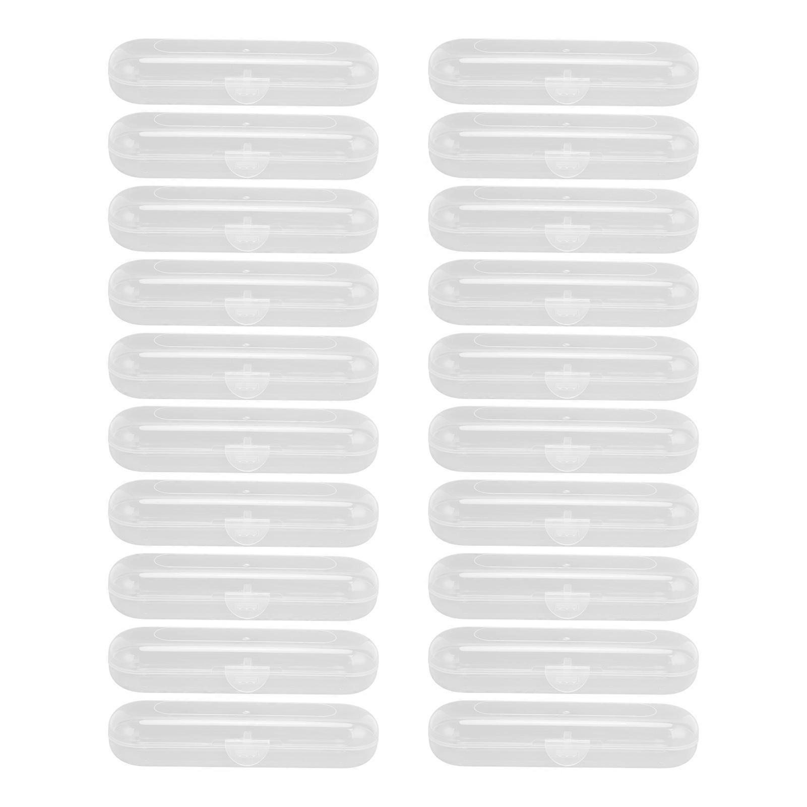 20 Pcs Portable Baby Tableware Box Baby Feeding Spoon Storage Cases for Toddler UtensilsTransparent