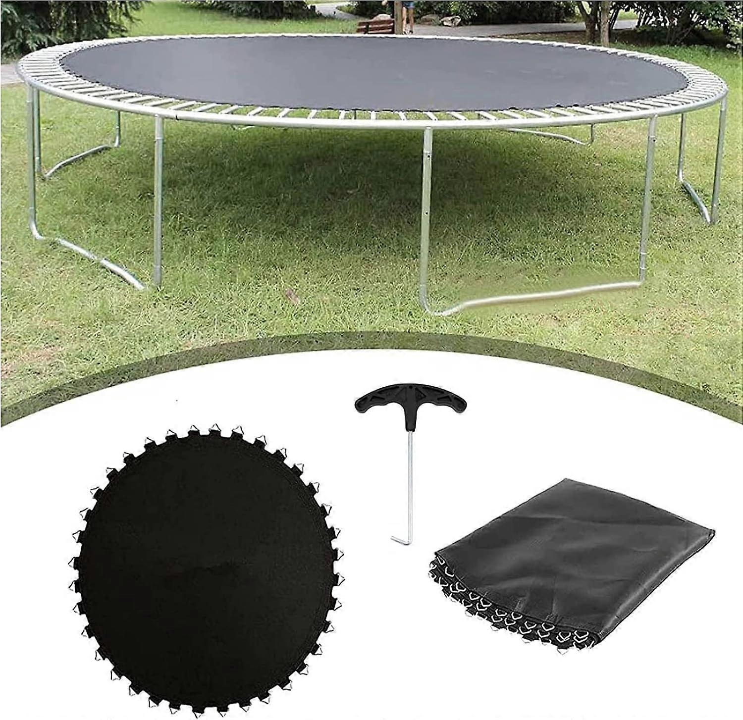 Trampoline Jumping Mat,Outdoor Garden Replacement Trampoline Mat with Spring Pull T-Hook Fits Round Trampoline Frames,Black-8ft(48)