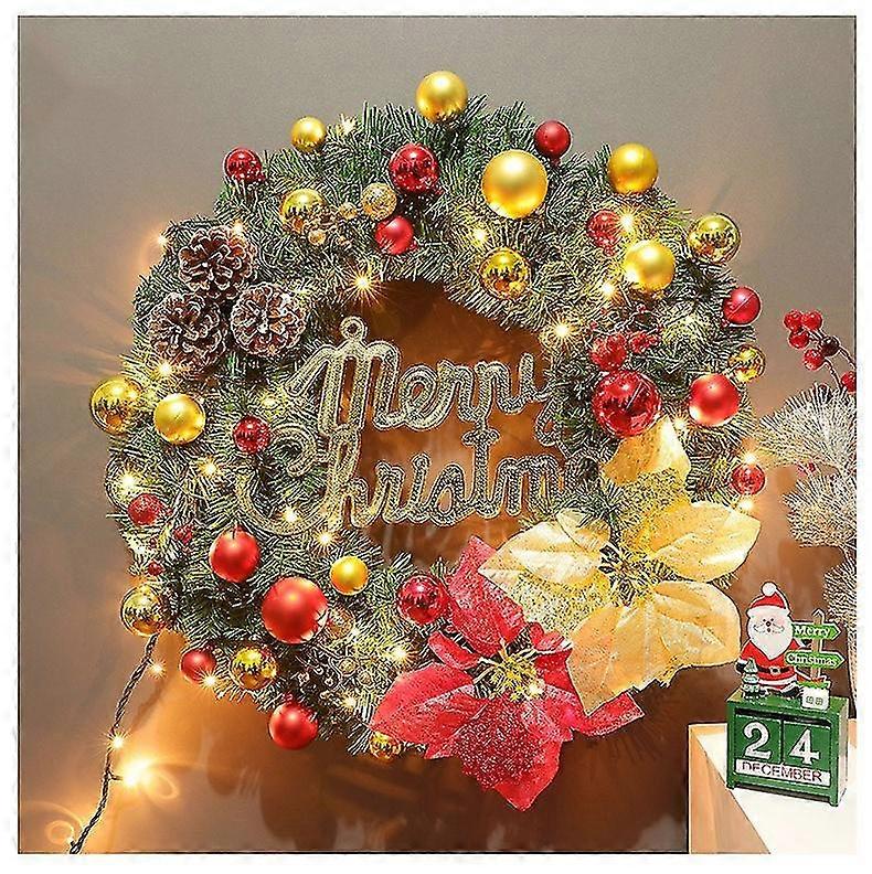 led christmas wreath with light string 40cm