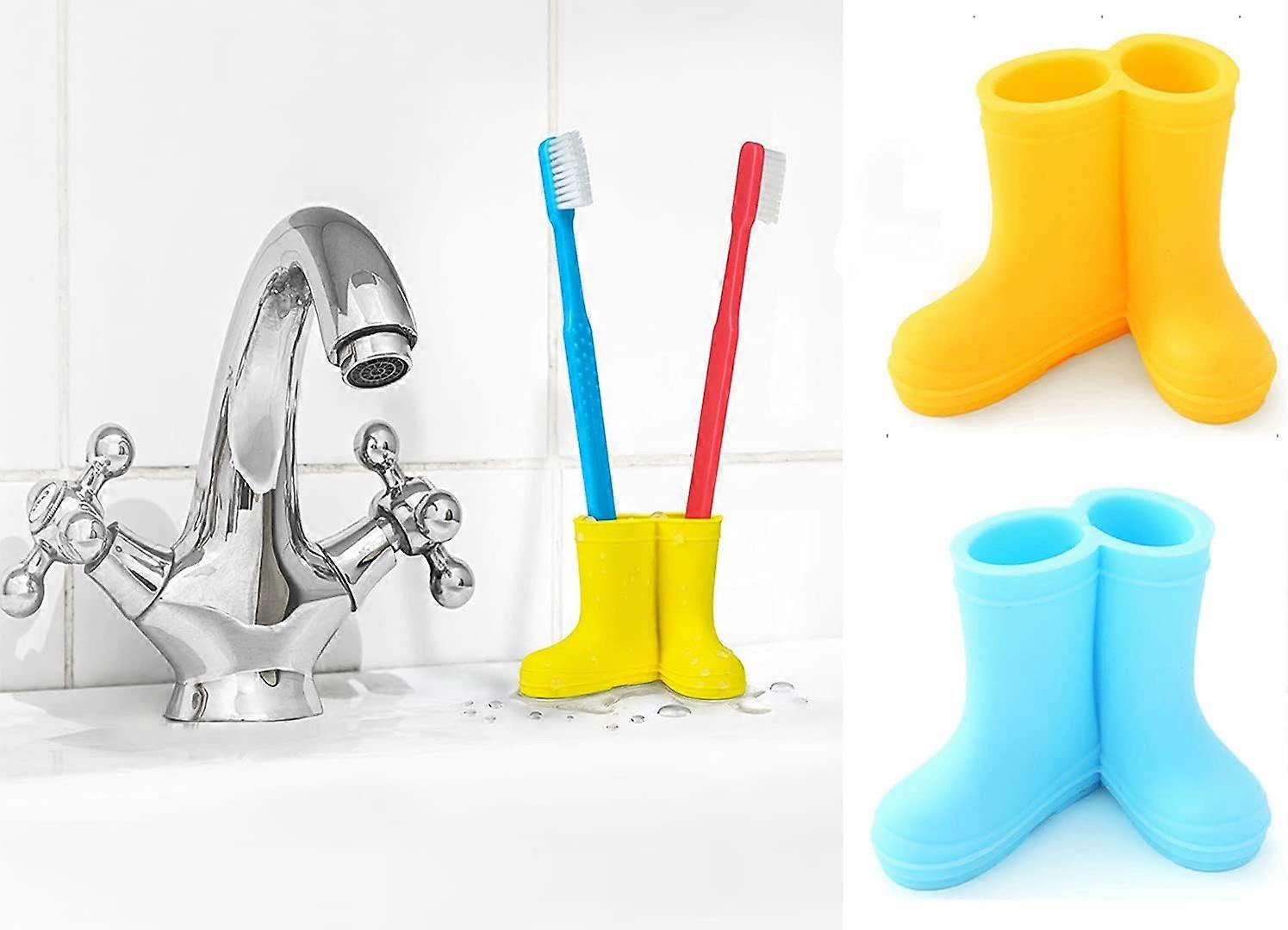 2 Pack Rain Boot Toothbrush Holder Silicone Cute Organizer for Your Bathroom Perfect Toothbrush Holder for Children,Safety Razor Stand Multi Purpose