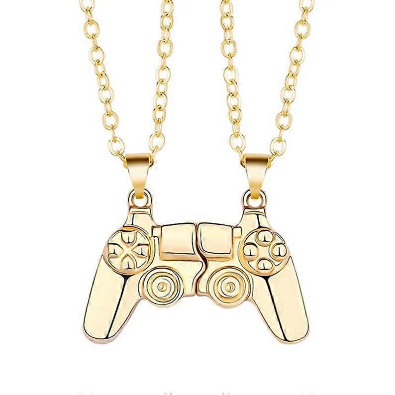 1 Pair Game Controller Necklace Couple Gift Gold
