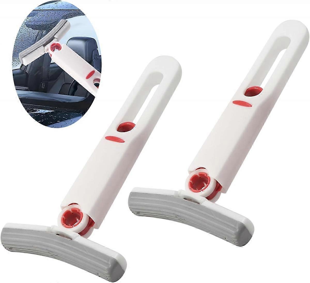 2 Pcs Portable Self-Squeeze Mini Mop with 2 Pcs Mop HeadsSponge Mop, Wet and Dry Use Practical Mini Cleaning Mop(White)