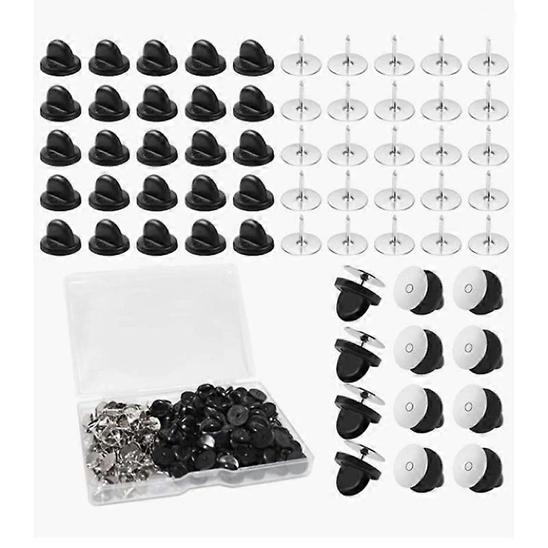 Tie Tacks Blank Pins with PVC Rubber Pin Backs (50pcs)