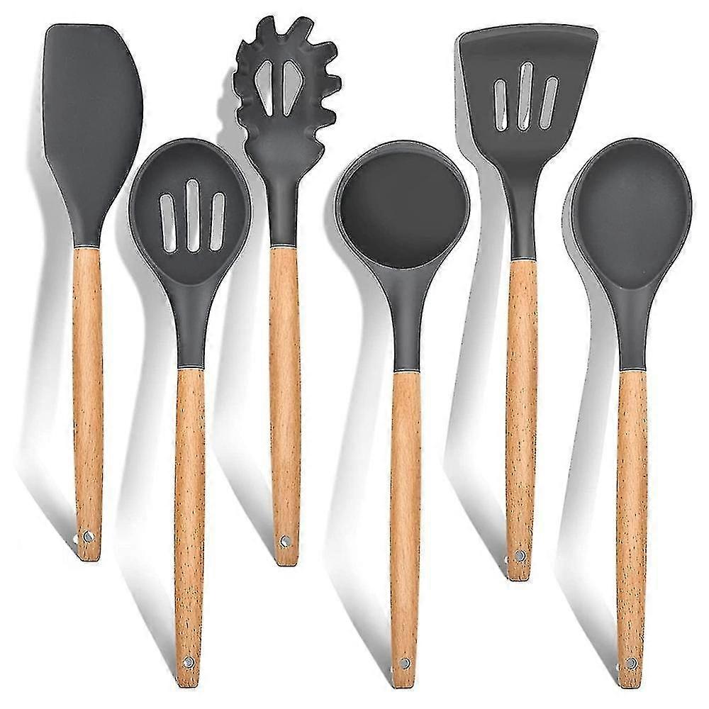 Set Of 6, Includes Spatula/ladle/turner/spoon/spaghetti Server(gray)